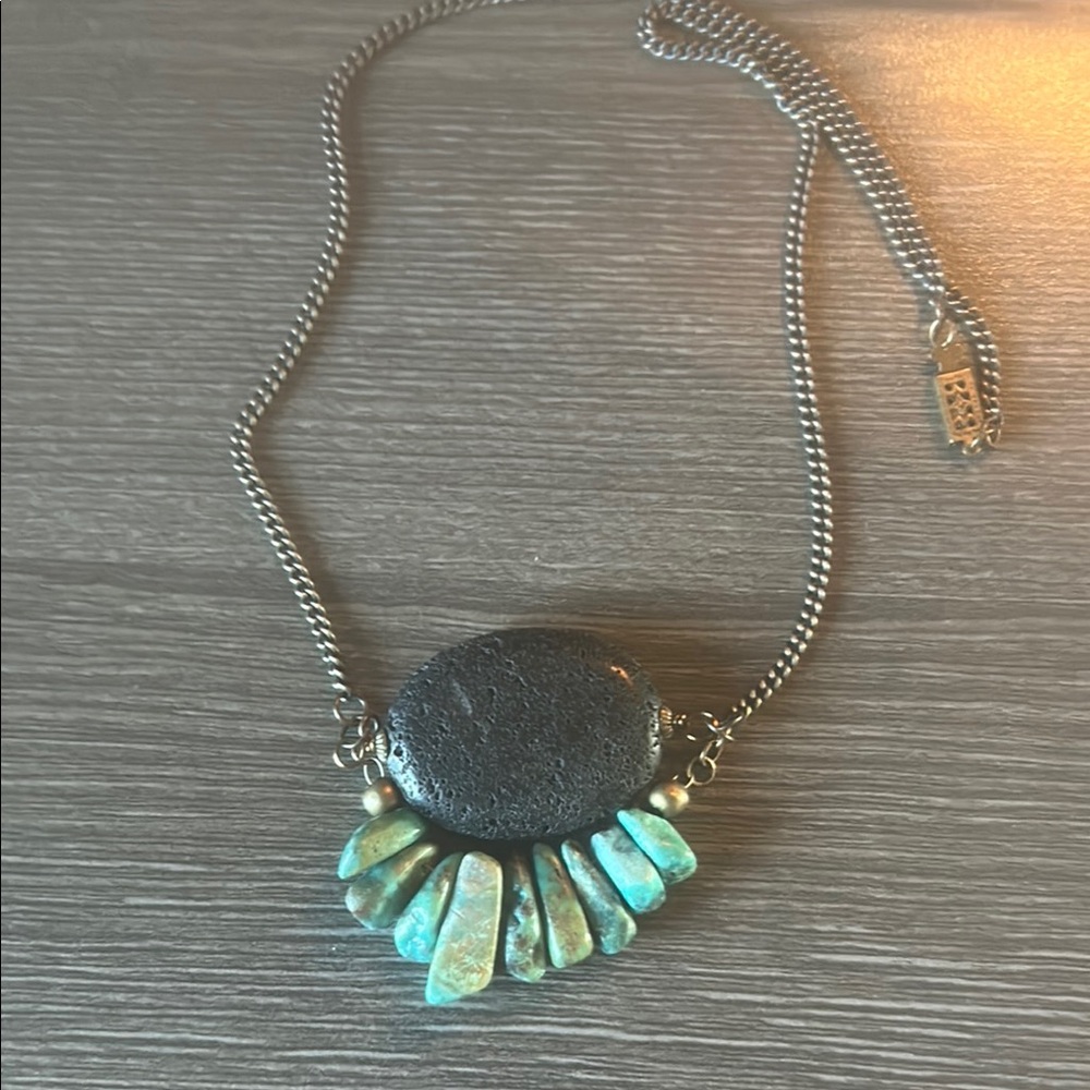 Blue and Silver Necklace with Turquoise Accents